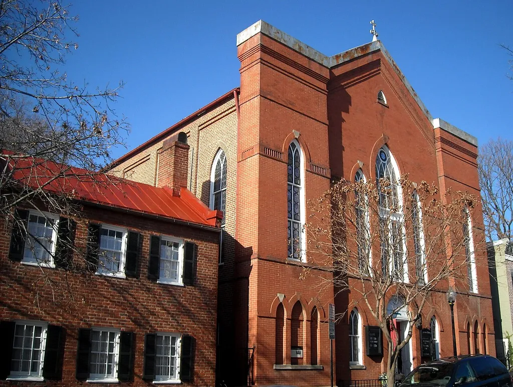 Mt. Zion United Methodist Church, located at 1334 29th Street, N.W., in the Georgetown neighborhood of Washington, D.C. Founded in 1816, Mt. Zion UMC is the oldest African American congregation in Washington, D.C. Until the passage of the Thirteenth Amendment to the United States Constitution in 1865, Mt. Zion was a stop on the Underground Railroad for runaway slaves. Construction of the Gothic Revival church was completed in 1884. Mt. Zion UMC was listed on the National Register of Historic Places in 1975; in addition, the building is designated as a contributing property to the Georgetown Historic District, listed as a National Historic Landmark in 1967.