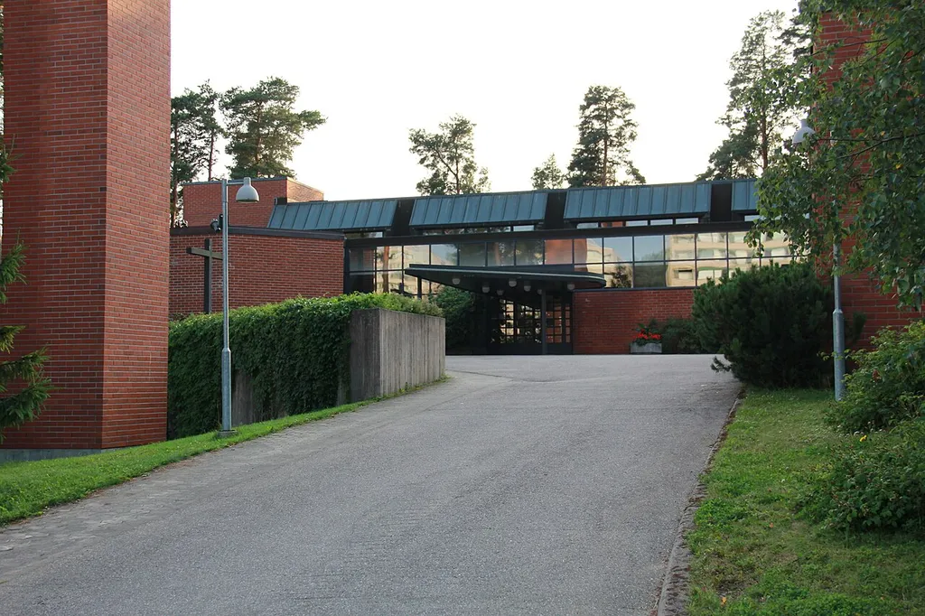 Kaarina Church in Kaarina, Finland. Architects Pitkänen-Laiho-Raunio, completed in 1980 as a parish center, since 1991 as a church.
