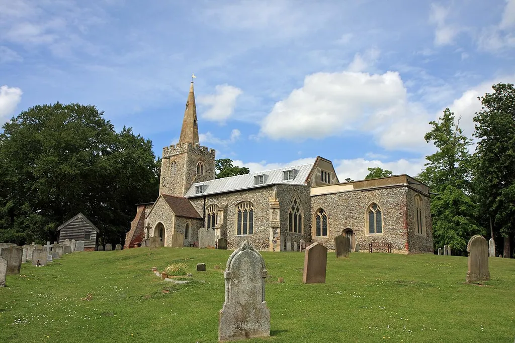 St Mary's parish church, Polstead, Suffolk, seen from south-southeast