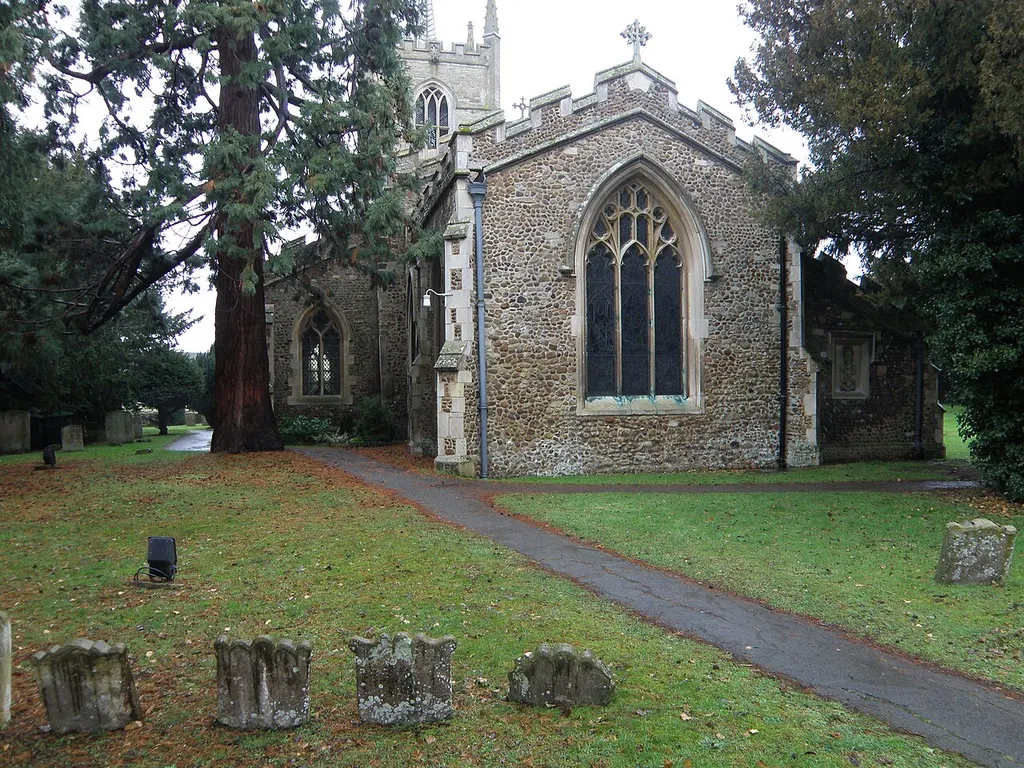 All Saints' parish church, Great Barford, Bedfordshire, seen from the east