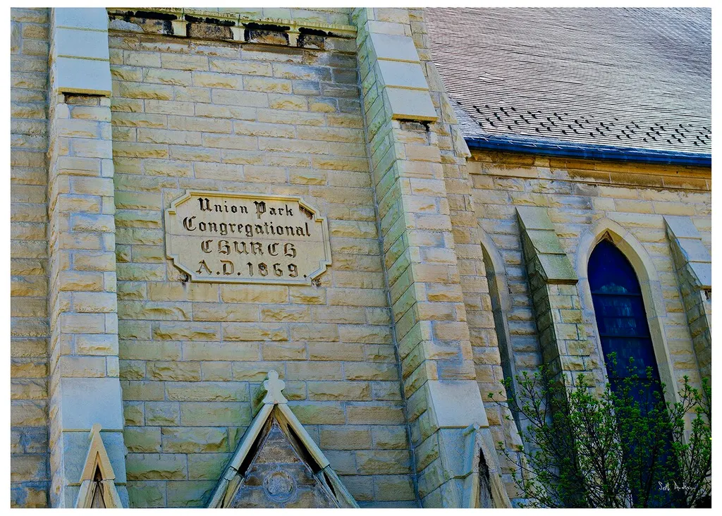 Union Park Congregational Church, est. 1869. Now known as the First Baptist Congregational Church