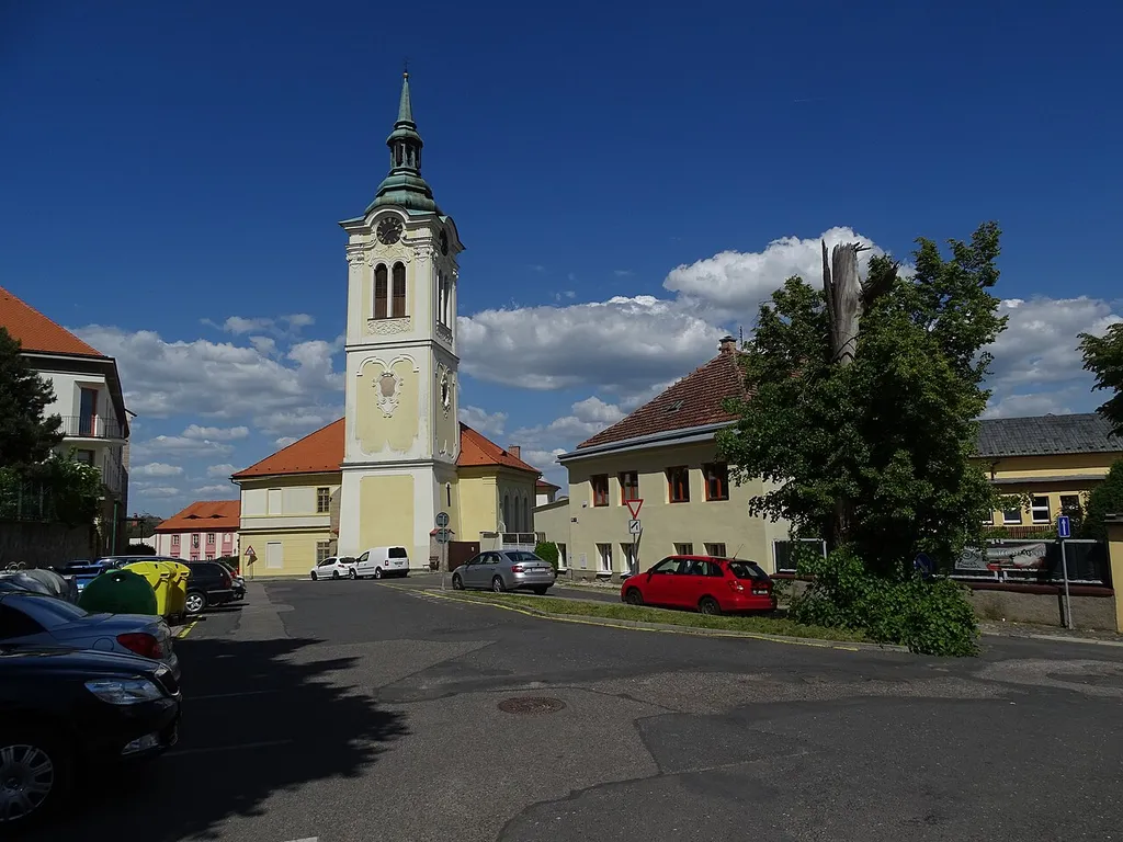 Kutná Hora-Vnitřní Město, Kutná Hora District, Central Bohemian Region, Czechia. Bartolomějská street, Church of Saint Bartholomew.