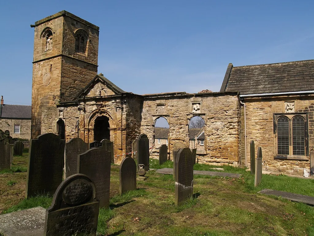 Part of the ruin of Holy Trinity old church, Wentworth, South Yorkshire, seen from the southeast