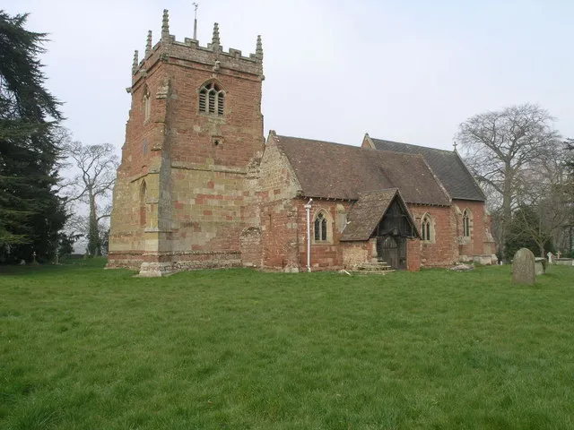 Church at the Top, near to Cound, Shropshire, Great Britain. St Peter's Church in Cound is so close to the northern edge of this square that the trees behind it are in the next square north.