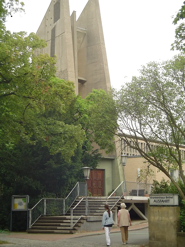 Bethel-Kirche (church) at Marienplatz in Berlin-Lichterfelde, Germany. Seen from west.