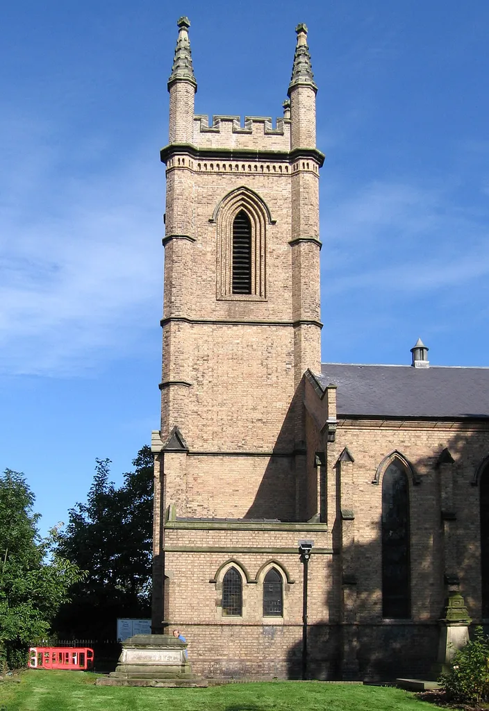 West tower of Christ Church parish church, Wellington, Shropshire, seen from the south