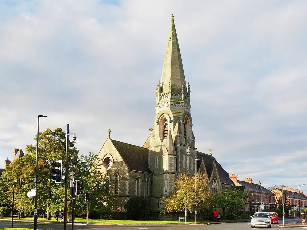 Holy Trinity Church, East Parade, Heworth, York. 1868-9. By George Fowler Jones. Grade II listed building. .mw-parser-output .messagebox{margin:4px 0;width:auto;border-collapse:collapse;border:2px solid var(--border-color-progressive,#6485d1);background-color:var(--background-color-neutral-subtle,#fbfcff);color:var(--color-base,#202122);box-sizing:border-box;border-inline-start-width:8px}.mw-parser-output .messagebox.mbox-small{font-size:88%;line-height:1.25em}.mw-parser-output .mbox-warning,.mw-parser-output .mbox-speedy{border:2px solid var(--border-color-error,#b22222);background:var(--background-color-error-subtle,#ffdbdb);border-inline-start-width:8px}.mw-parser-output .mbox-serious,.mw-parser-output .mbox-delete,.mw-parser-output .mbox-stop{border:2px solid var(--border-color-error,#b22222);border-inline-start-width:8px}.mw-parser-output .mbox-issue,.mw-parser-output .mbox-content{border:2px solid #f28500;background:var(--background-color-warning-subtle,#ffe);border-inline-start-width:8px}.mw-parser-output .mbox-query,.mw-parser-output .mbox-style{border:2px solid #f4c430;background:var(--background-color-warning-subtle,#ffe);border-inline-start-width:8px}.mw-parser-output .mbox-shit{border:2px solid #960;border-inline-start-width:8px}.mw-parser-output .mbox-license{border:2px solid #88a;border-inline-start-width:initial}.mw-parser-output .mbox-legal{border:2px solid var(--border-color-notice,#666);background:var(--background-color-base,#fff);border-inline-start-width:8px}.mw-parser-output .mbox-honor{border:2px solid #ca3;background:var(--background-color-warning-subtle,#fcf4db);border-inline-start-width:8px}.mw-parser-output .mbox-growth{border:2px solid #8d4;background:var(--background-color-success-subtle,#d5fdf4);border-inline-start-width:8px}.mw-parser-output .mbox-move{border:2px solid #93c;border-inline-start-width:8px}.mw-parser-output .mbox-protection,.mw-parser-output .mbox-message{border:2px solid var(--border-color-base,#aaa);border-inline-start-w