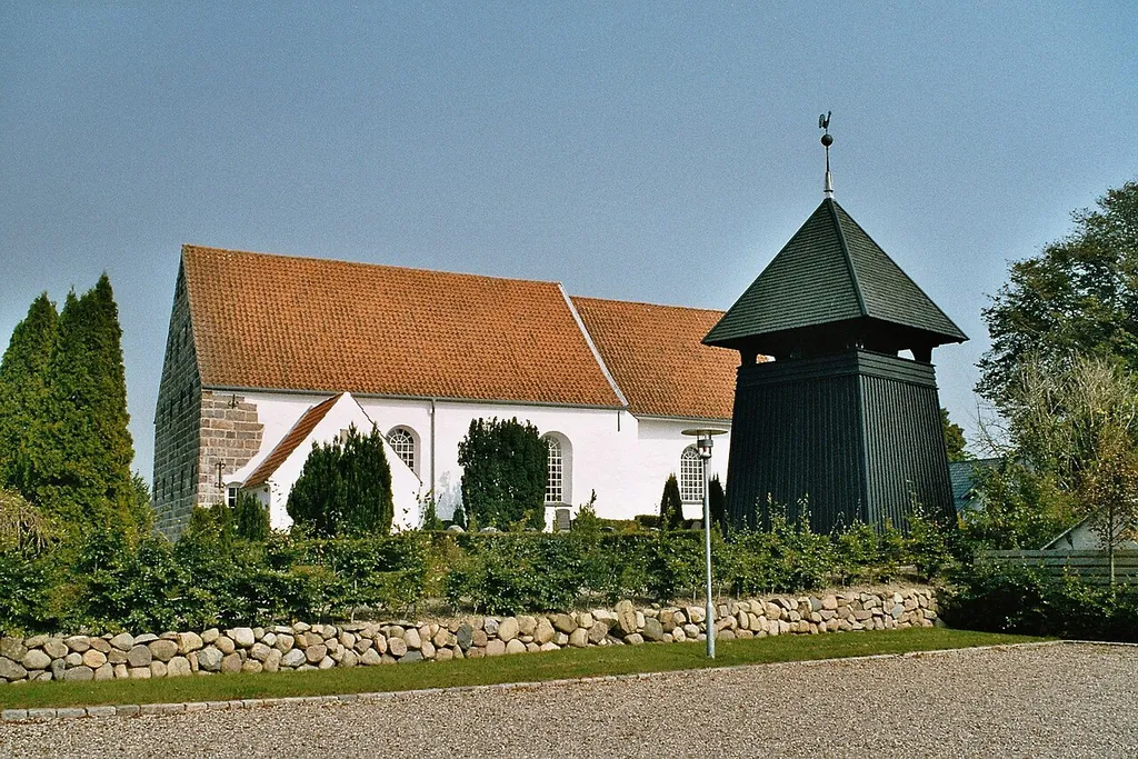 Holbøl (Aabenraa), the village church and the bell tower