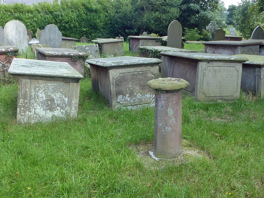 Grade II listed sundial in the churchyard of St Mary's Church, Coddington, Cheshire