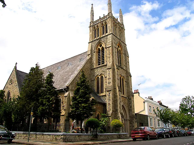 St Andrews Polish RC Church. This church is indicative of the cosmopolitan area in these few square kilometres of London around Chiswick, Turnham Green, Ravenscourt Park etc. It is situated just south west of the centre of the grid square. This picture was taken from the north east of the building.