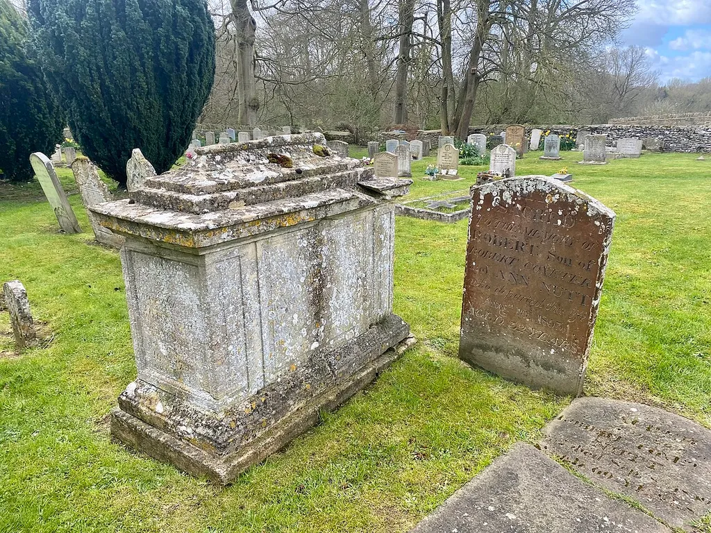 Chest tomb to Mary, wife of Thomas Green, approx 8 meters north of west end of Church of Saint Kenelm, Minster Lovell .mw-parser-output .messagebox{margin:4px 0;width:auto;border-collapse:collapse;border:2px solid var(--border-color-progressive,#6485d1);background-color:var(--background-color-neutral-subtle,#fbfcff);color:var(--color-base,#202122);box-sizing:border-box;border-inline-start-width:8px}.mw-parser-output .messagebox.mbox-small{font-size:88%;line-height:1.25em}.mw-parser-output .mbox-warning,.mw-parser-output .mbox-speedy{border:2px solid var(--border-color-error,#b22222);background:var(--background-color-error-subtle,#ffdbdb);border-inline-start-width:8px}.mw-parser-output .mbox-serious,.mw-parser-output .mbox-delete,.mw-parser-output .mbox-stop{border:2px solid var(--border-color-error,#b22222);border-inline-start-width:8px}.mw-parser-output .mbox-issue,.mw-parser-output .mbox-content{border:2px solid #f28500;background:var(--background-color-warning-subtle,#ffe);border-inline-start-width:8px}.mw-parser-output .mbox-query,.mw-parser-output .mbox-style{border:2px solid #f4c430;background:var(--background-color-warning-subtle,#ffe);border-inline-start-width:8px}.mw-parser-output .mbox-shit{border:2px solid #960;border-inline-start-width:8px}.mw-parser-output .mbox-license{border:2px solid #88a;border-inline-start-width:initial}.mw-parser-output .mbox-legal{border:2px solid var(--border-color-notice,#666);background:var(--background-color-base,#fff);border-inline-start-width:8px}.mw-parser-output .mbox-honor{border:2px solid #ca3;background:var(--background-color-warning-subtle,#fcf4db);border-inline-start-width:8px}.mw-parser-output .mbox-growth{border:2px solid #8d4;background:var(--background-color-success-subtle,#d5fdf4);border-inline-start-width:8px}.mw-parser-output .mbox-move{border:2px solid #93c;border-inline-start-width:8px}.mw-parser-output .mbox-protection,.mw-parser-output .mbox-message{border:2px solid var(--border-color-base,#aaa);border-inl