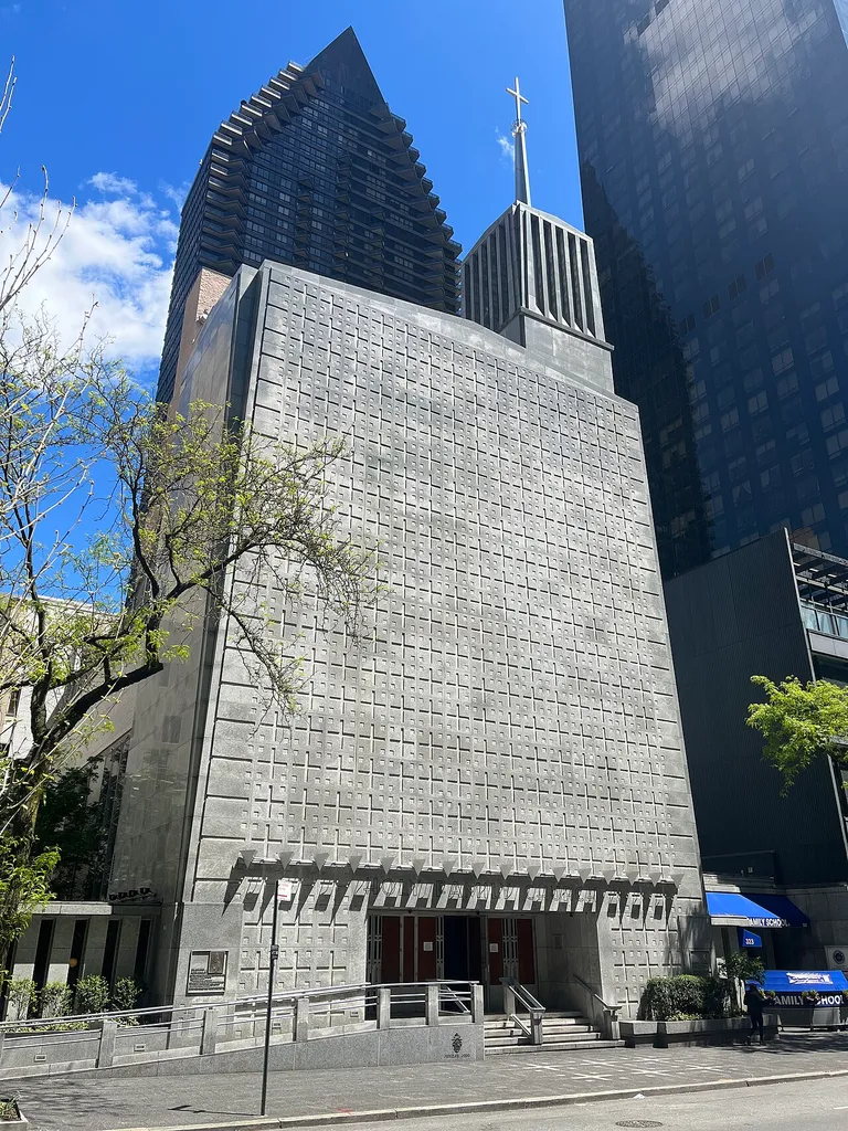 Exterior of Church of the Holy Family in Manhattan