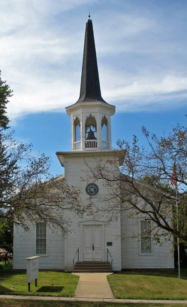Wilmot United Brethren Church, Massillon St., Wilmot, Ohio, USA. Photographed 2008-08-26 from the north side of Stoneford St. near the intersection of Northvale Ave, SW.