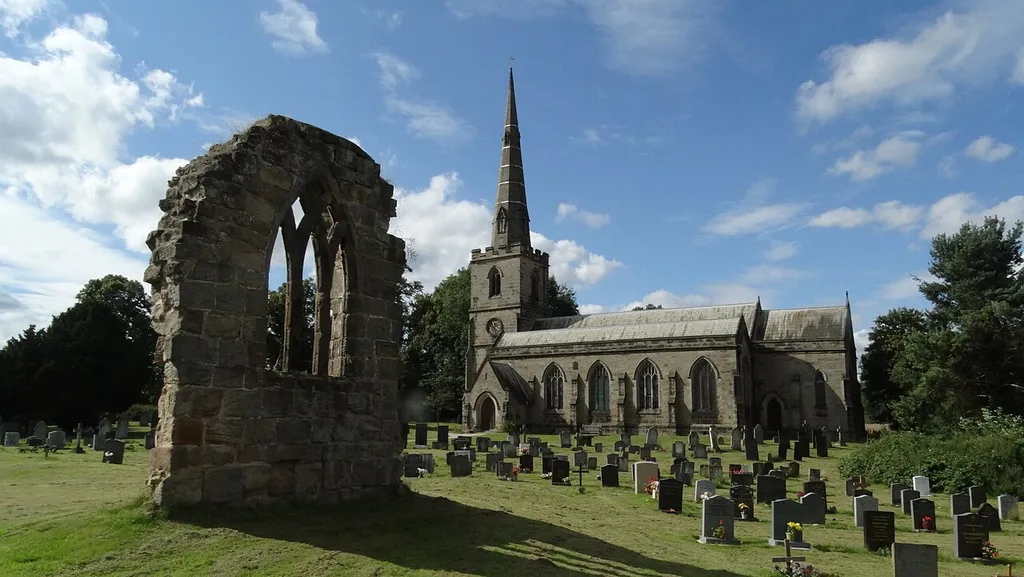 Ticknall, Derbyshire, - St George's Church &amp; ruins of medieval church