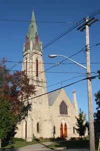 St. James the Apostle Anglican Church, rectory and stone wall