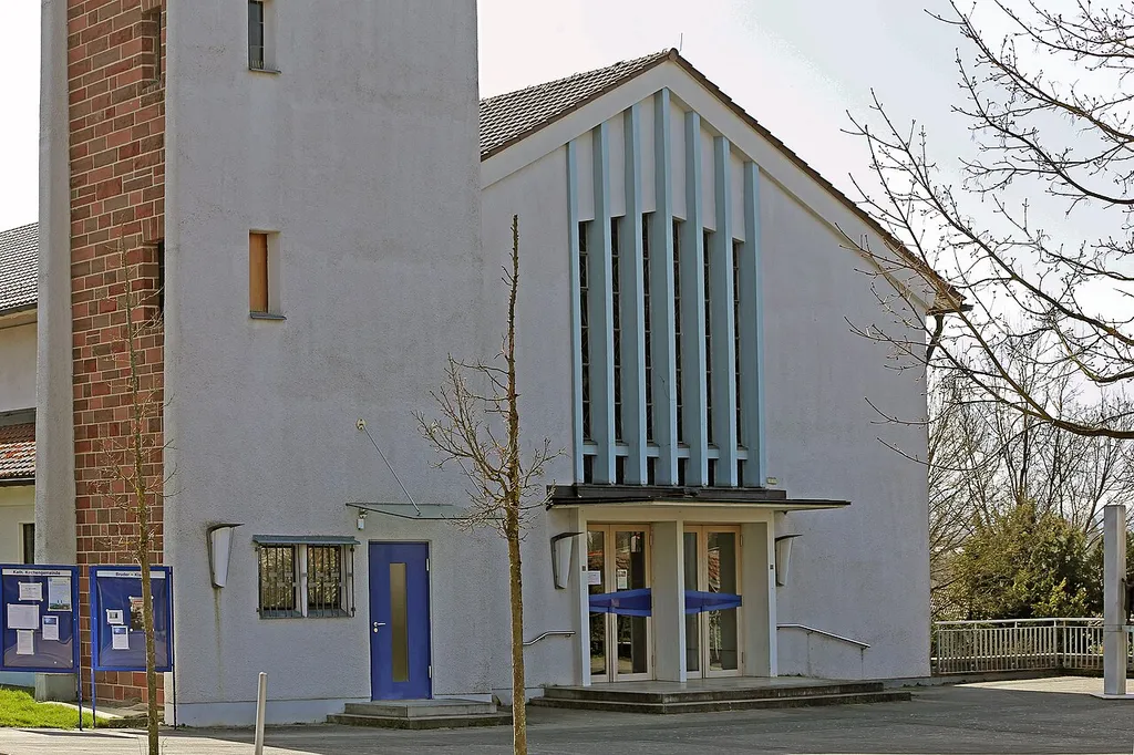 Brother Klaus Church in Göppingen, Jebenhausen. The Catholic parish church at Herdweg 26 was built in the post-war years (1959) for pastoral care for emigrants.