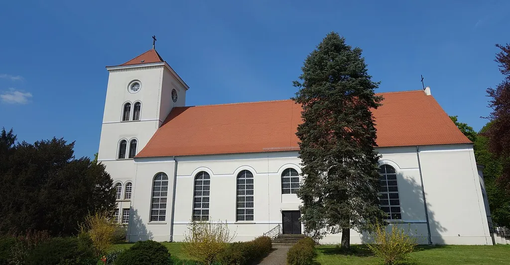 Southern view of city church, Friesack municipality, Havelland district, Brandenburg state, Germany