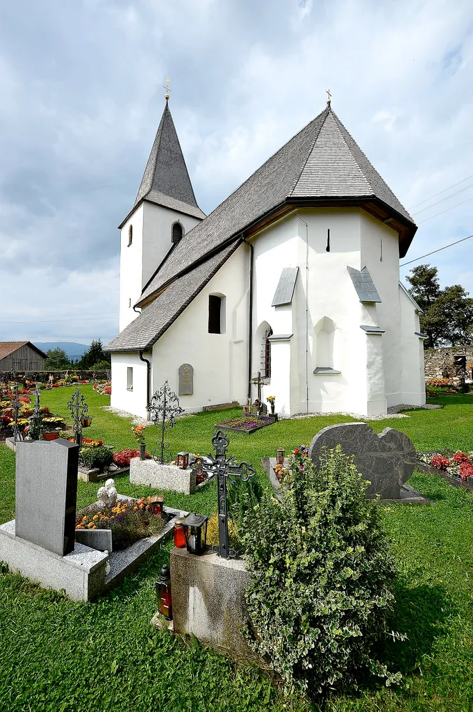 South east view at the parish church Saint Magdalene at Theissenegg, municipality Wolfsberg, district Wolfsberg, Carinthia / Austria / EU