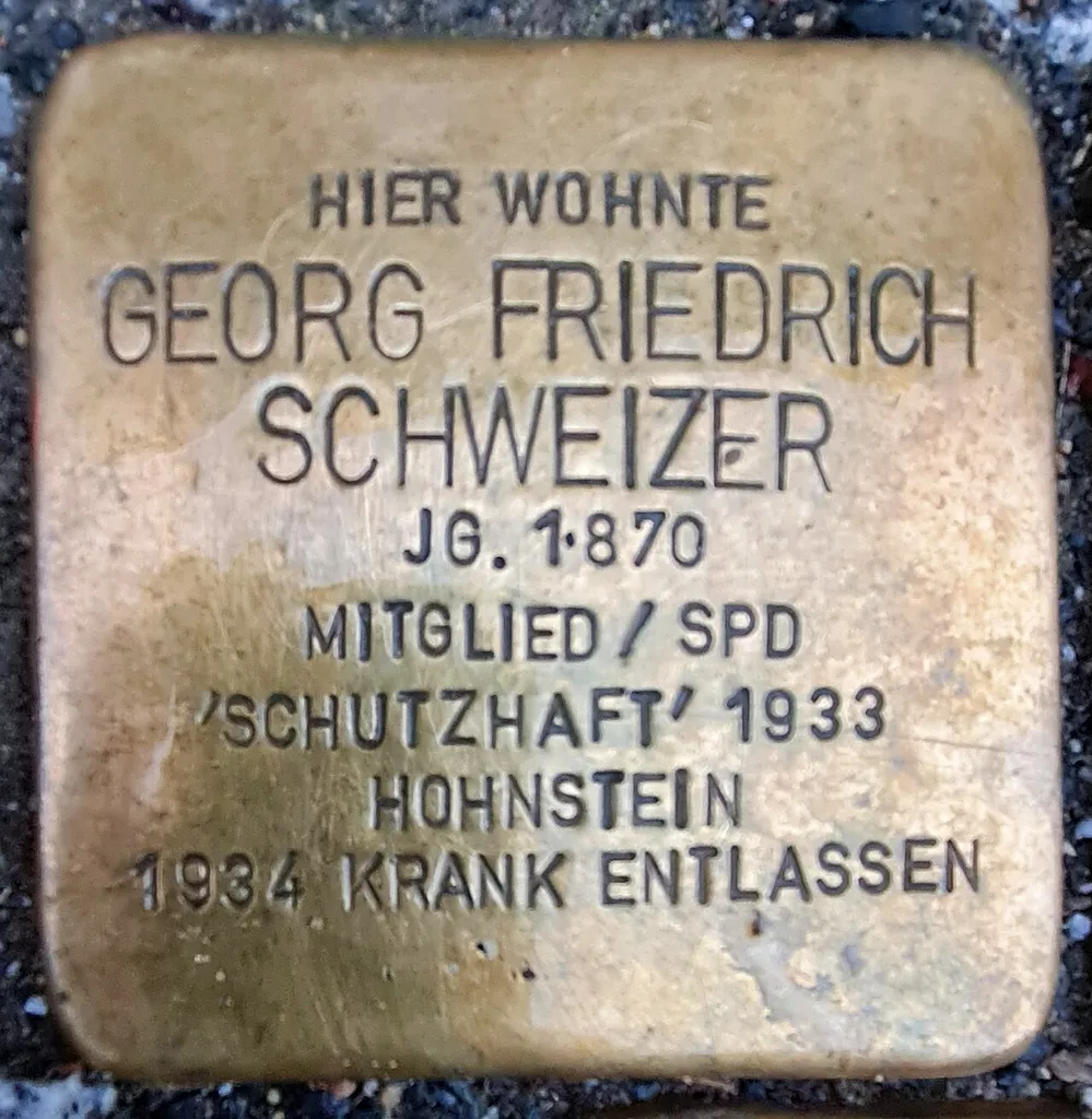 Stolperstein dedicated to Georg Friedrich Schweizer