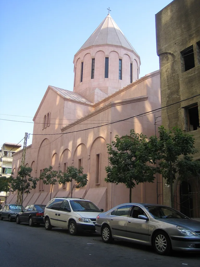 I took this picture myself in September, 2005. I release this picture to the public domain. This is a newly constructed church one street north of Armenia street and parallel to it, near Harboyan Center.