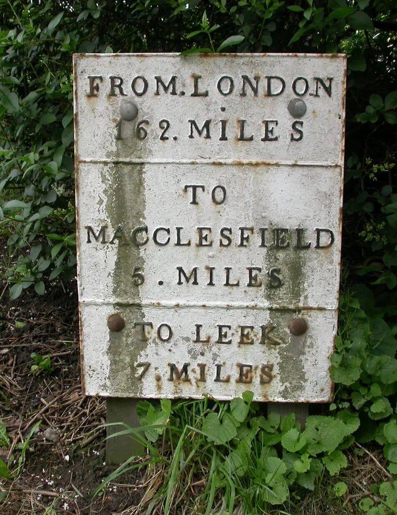 Old Milepost by the A523 in Bosley