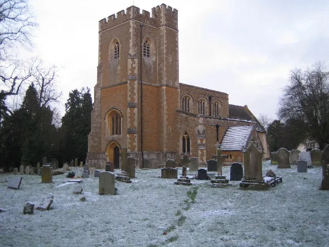 Parish church of St Mary the Virgin, Mentmore, Buckinghamshire, seen from the south on a frosty day