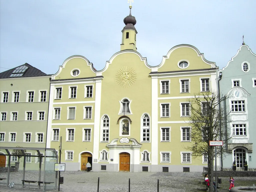 Burghausen old town, Upper Bavaria, Schutzengelkirche (church)