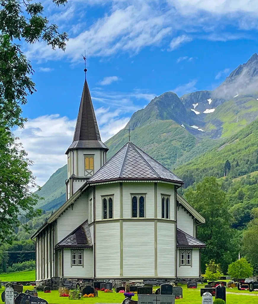 Hjørundfjord Church, Ørsta, Norway. From 1880, architect Henrik Nissen
