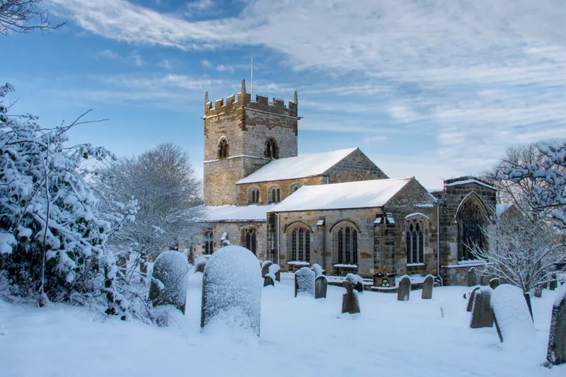 St Helen and the Holy Cross Church, Sheriff Hutton captured during the snows of December 2009.