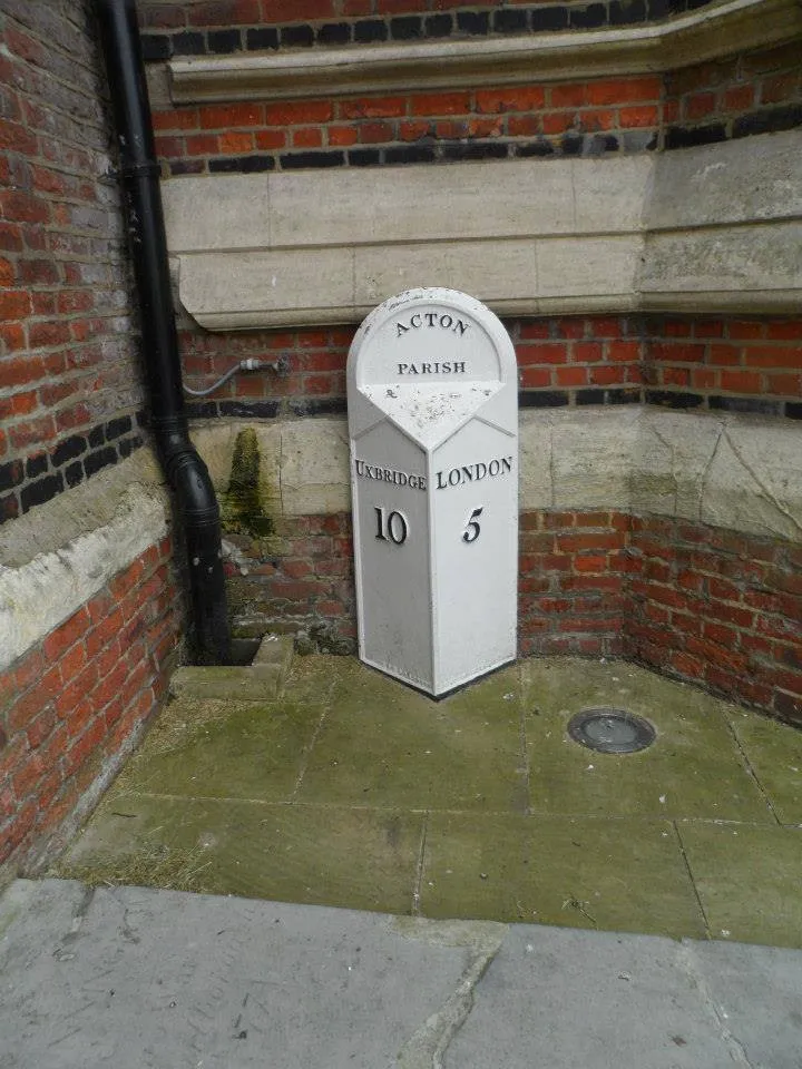 Old Milepost by St Marys Church, High Street, Acton