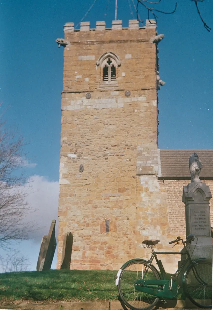 Church tower of St Peter's Church, Holton-Le-Clay. Image taken using a 1958 Ilford Sportsman