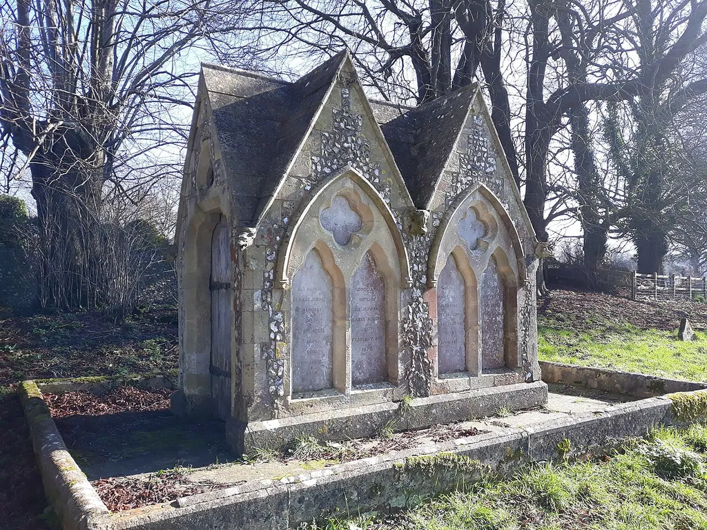The mausoleum of the Clarke Jervoise family, the baronets of Idsworth, Hampshire. The mausoleum is situated in the churchyard of St. Michael and All Angels, Hamphire, England.