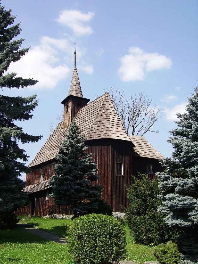 Wooden church of St Andrew from 1550s in Hodslavice, Nový Jičín District, Czech Republic.