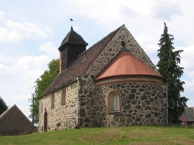 Stone church Klein Marzehns, built around 1400. The village Klein Marzehns is a part of the municipality Rabenstein/Fläming in the district Potsdam Mittelmark, state Brandenburg, Germany. Klein Marzehns appertains to the natural preserve Naturpark Hoher Fläming.