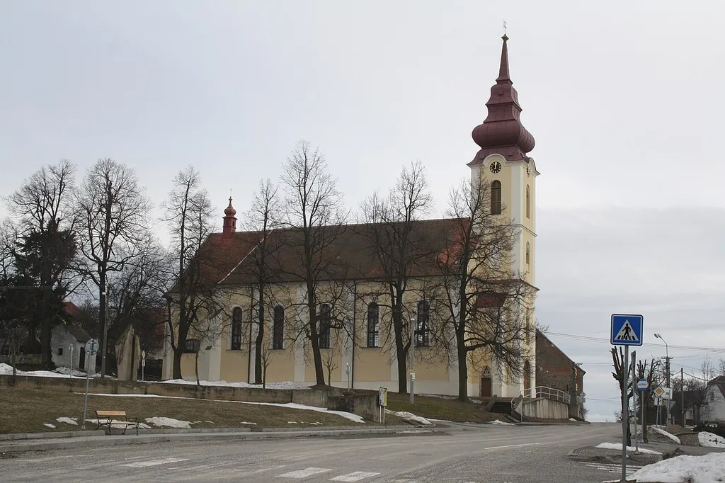 Holy Trinity church and square in Babice.
