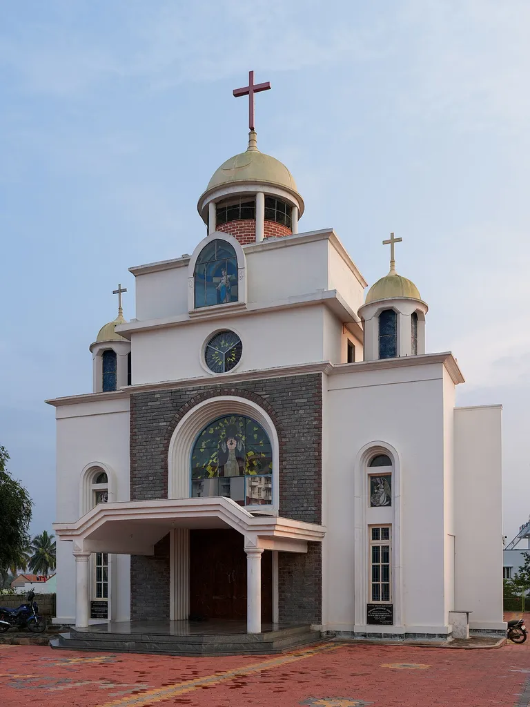 Front facade, Our Lady of Good Health Church, Hulikere, KRS Road, Srirangapatna Taluk, Mandya, Karnataka, India