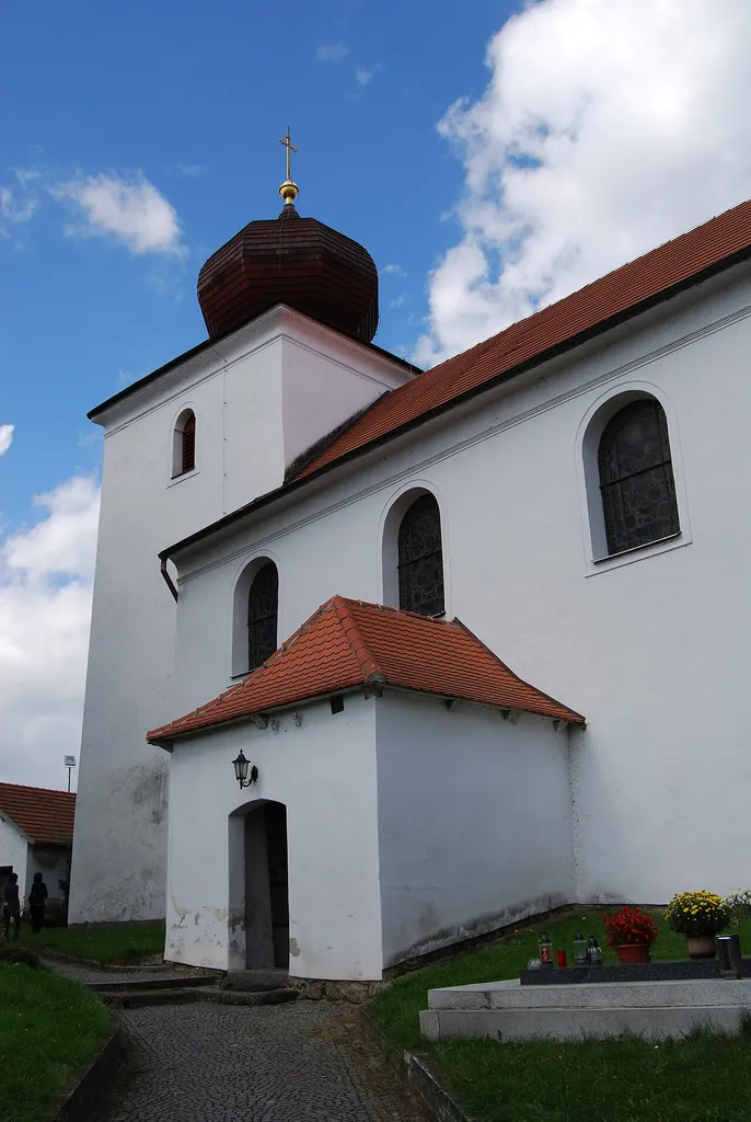 Kostel Narození Panny Marie. Kamýk nad Vltavou v okrese Příbram. Česká republika.