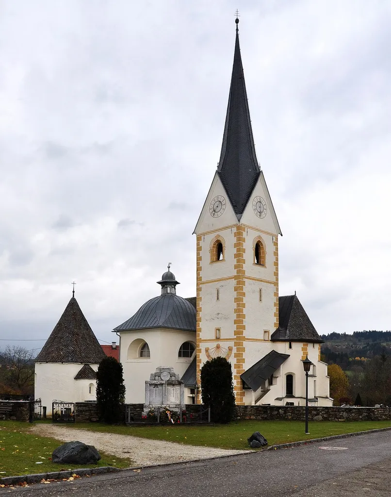 Parish church Saint Giles with cemetery and charnel house at Tigring, market town Moosburg, district Klagenfurt Land, Carinthia, Austria, EU