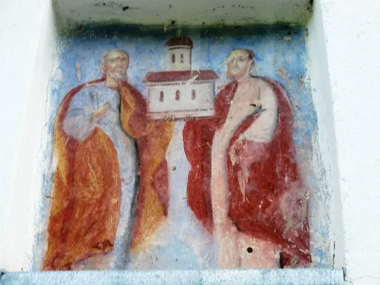 This a fresco in Church of Sts. Peter and Paul, Lukovo