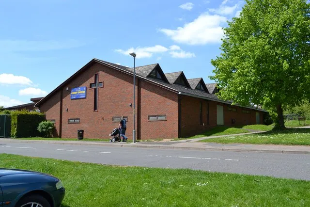 Christ Church seen across Matchborough Way, Redditch