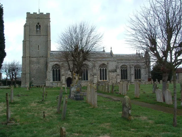 The Church of St Peter in Brandon, Suffolk, England. The medieval church is a Grade I listed building.