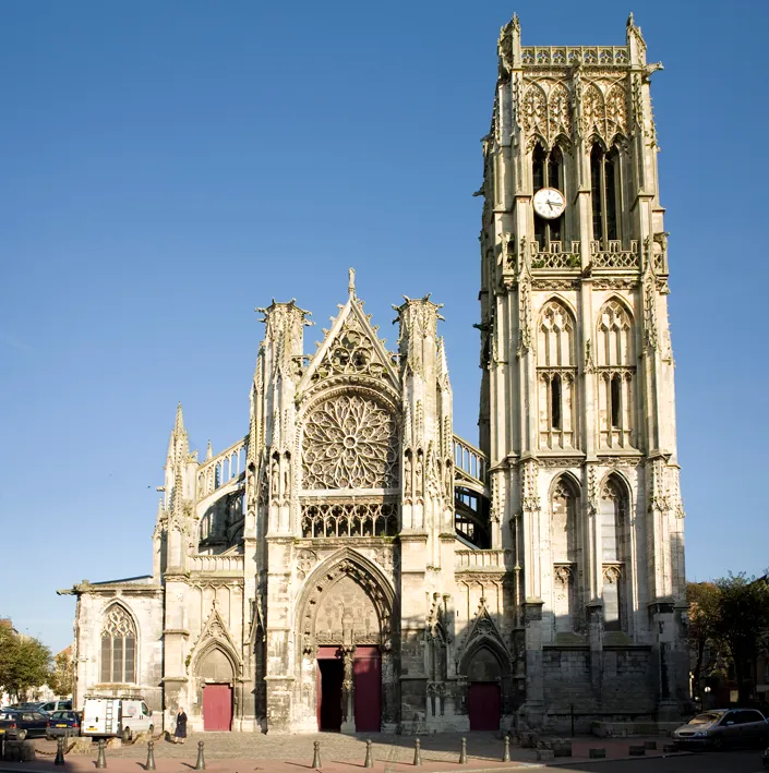 France. Normandie, Seine-Maritime. Dieppe.Église Saint-JacquesÉglise Saint-Jacques, extérieur. Church (Église Saint-Jacques). Exterior. West façade. Gothic. 14th - 15th century.