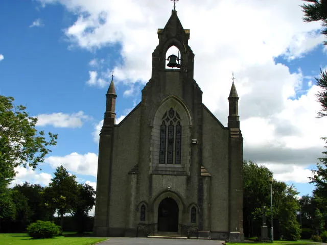 Moneenroe Church of the Sacred Heart, Moneenroe, County Kilkenny, Republic of Ireland. The foundation stone was blessed on November the fourth 1928, and the Church was dedicated September 14th 1930.The most striking feature inside this Church is the windows. Category:Churches in County Kilkenny