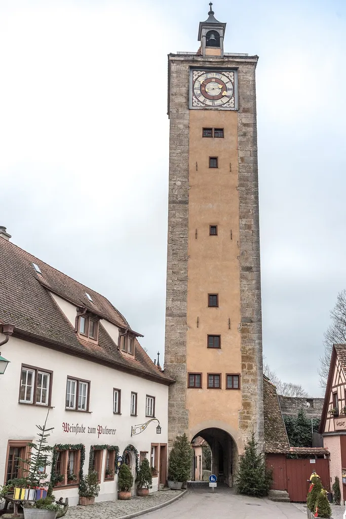Rothenburg ob der Tauber, Stadtbefestigung, Burgtor, Stadtseite