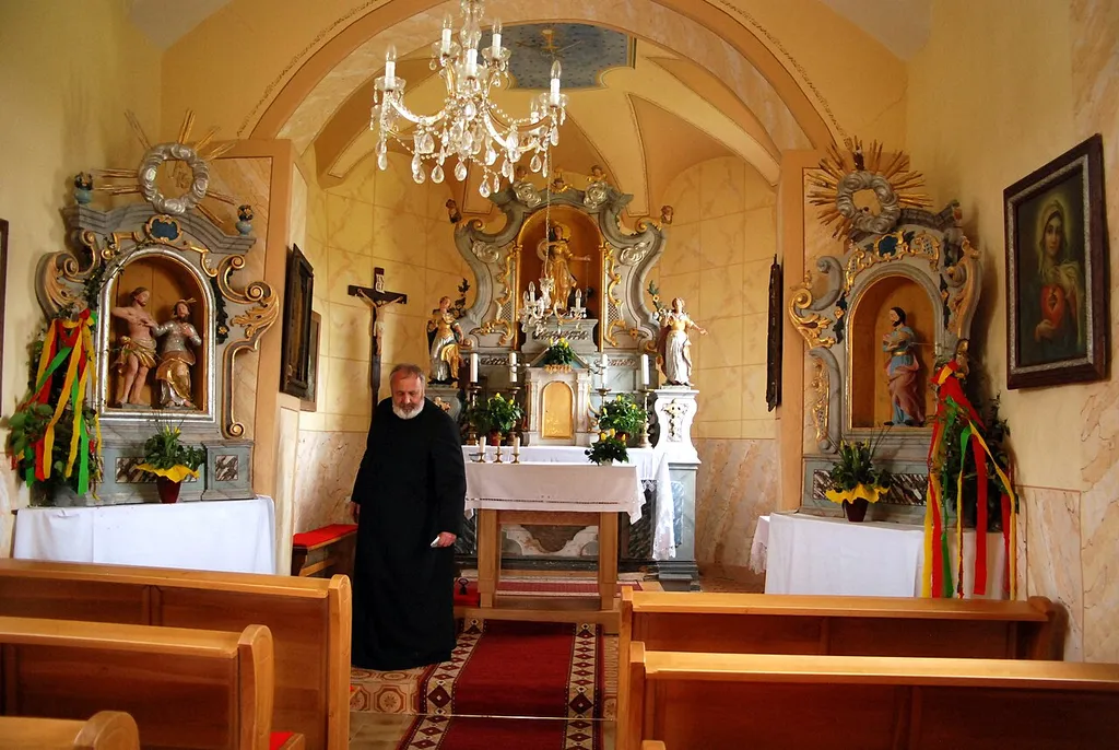 The interior of St. Margaret's Church in Kamenica, Sevnica, on the Easter Sunday.