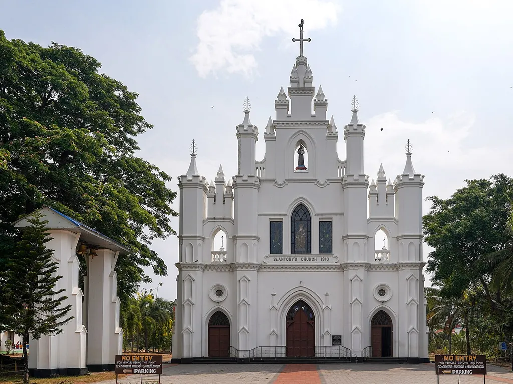St. Antony's Church, front view (wide), Vaddy, Kollam, Kerala, India