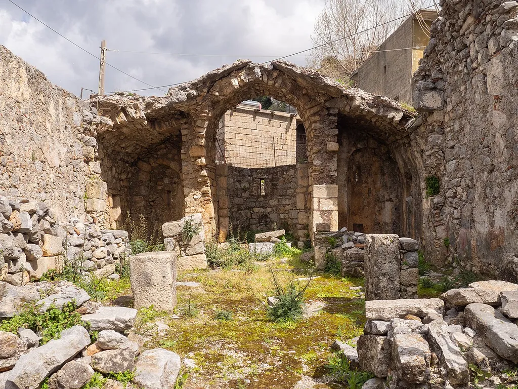 The ruined church of Saint Paraskevi, Axos, Crete.