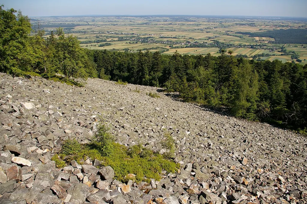 Stone run on the top of Łysa Góra in Holy Cross Mountains, Poland