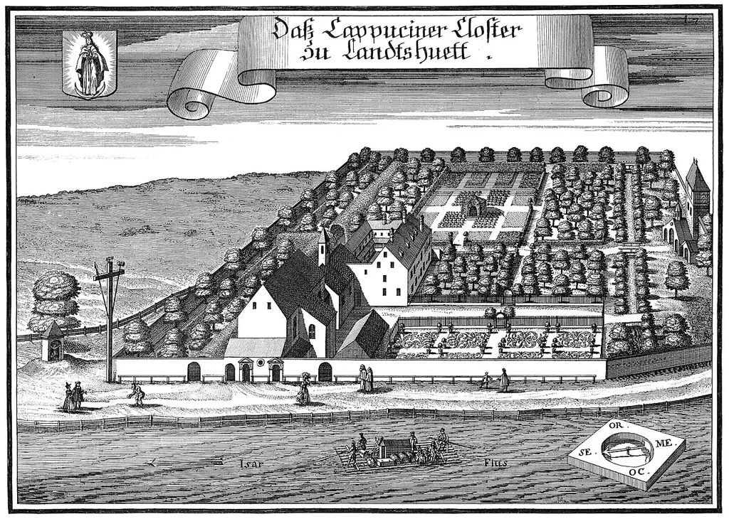 Kupferstich Landshut, Kapuzinerkloster