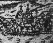 Kostel svatého Rocha v Plzni - výřez z veduty Jana Willenberga z roku 1601